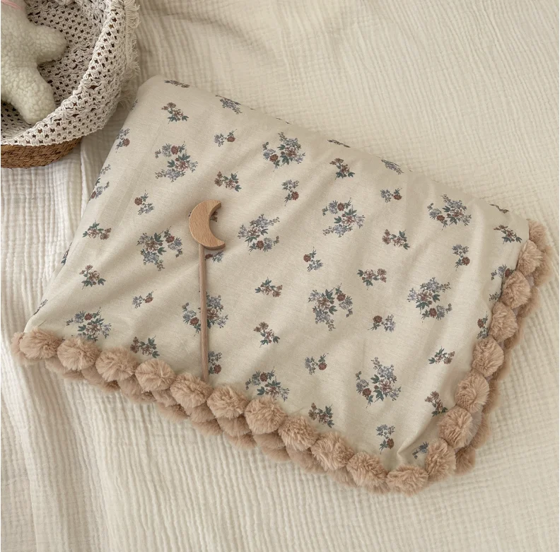 Winter Warm Baby Floral Blankets Plush Swaddle For Newborn Cotton Stroller Blanket Bed Comforter Infant Baby Stuff