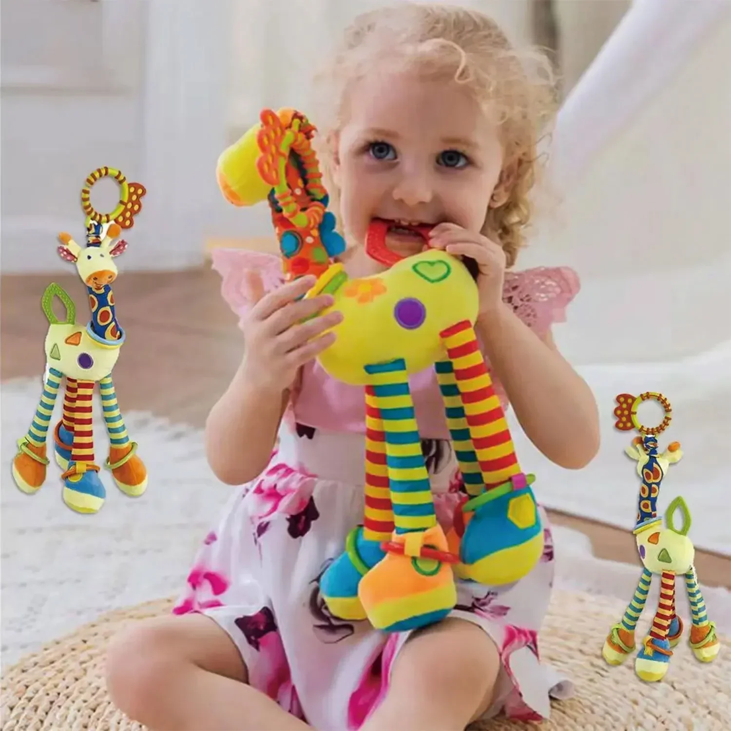 

Baby Toys Soft Giraffe Animal Handbells Rattles Plush Toy Baby Walker Bed Hanging Hand bells Toys Teether Baby Toy Newborn Gifts