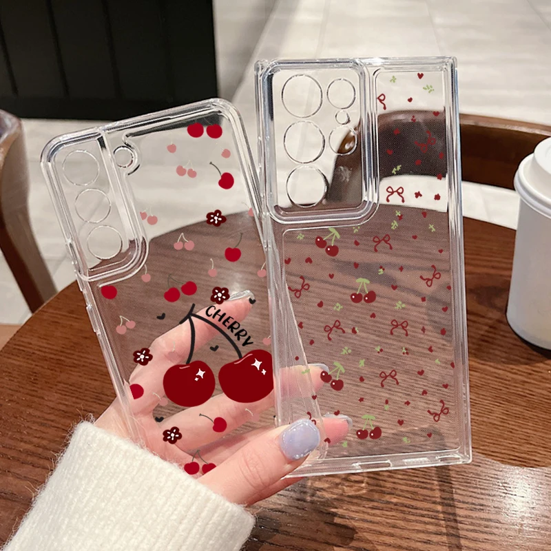 Kirschschleifen-Transparenthülle für Samsung Galaxy A57 A27 A37 A17 A16 A56 A36 A26 A15 A55 A54 S26 S24 S23 S22 Ultra Plus S25 FE Cover – Detail 10