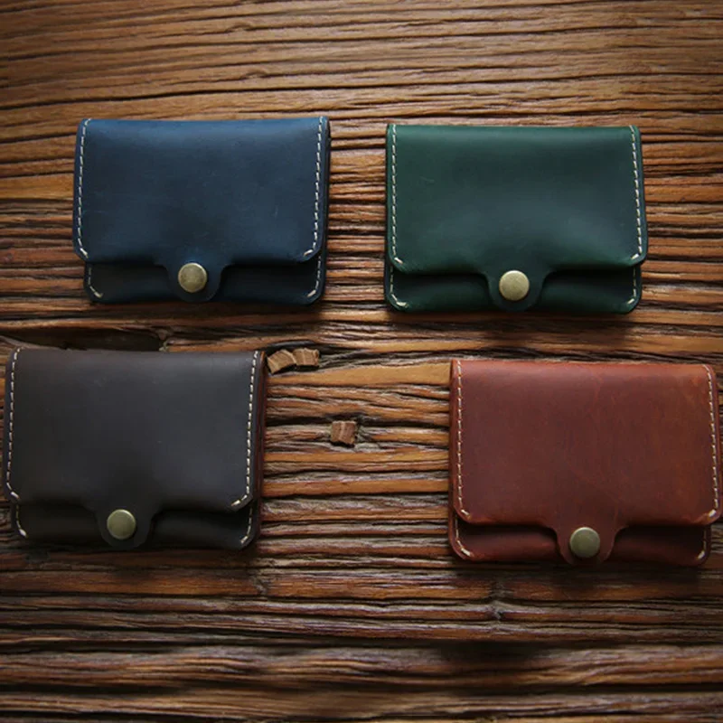 크레이지 호스 가죽 남성용 지갑 레트로 수제 소형 지갑 암소 가죽 브랜드 디자이너 미니멀리스트 지갑 Portomonee Mens Wallet