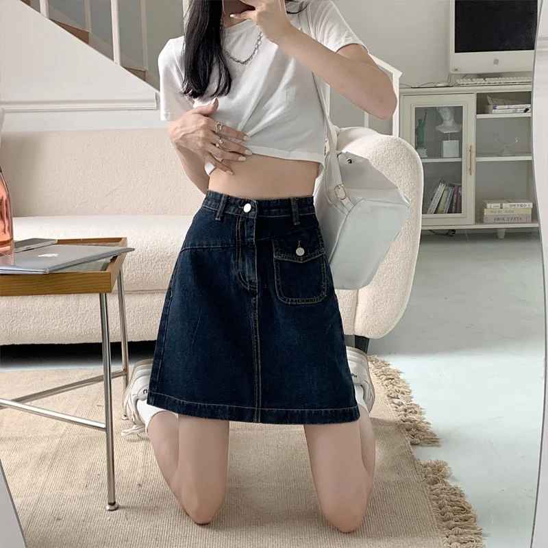 ハイウエストデニムスカート レディース 夏デザインセンセーション スモールエンススカート 2025新作 ラップアラウンドAラインスカート