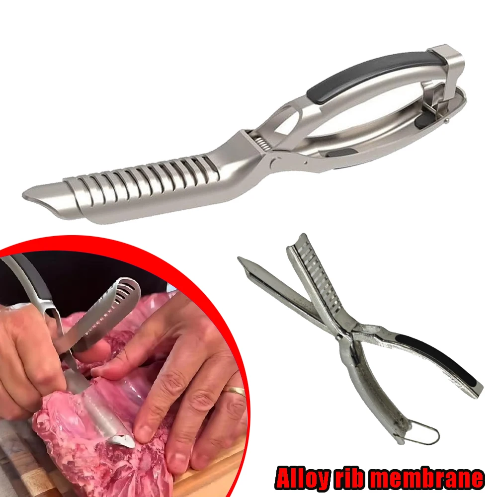 Rib Membrane Remover Stainless Steel Tool Kit Barbecue Tools Remove The Ribs From The Meat Simple Easy to Operate Kitchen