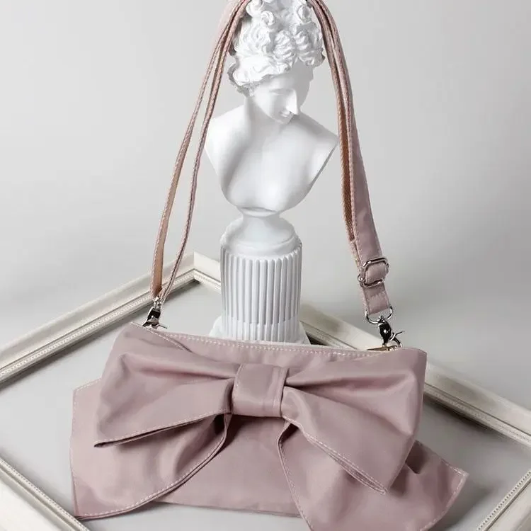 Borsa per ragazze FLAP Bow coreano Lady Fashion nuova cerniera solida borse a tracolla morbide borse piccola borsa da donna fresca All-match Designer