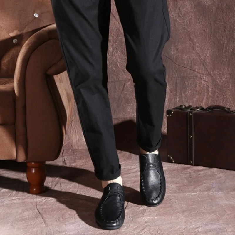 

Мокасины на шнуровке Мужская повседневная обувь с низким берцем Черный Распродажа из искусственной кожи Ретро для взрослых Размер 45, Роскошные мужские кожаные туфли 2025 Трендовая мода