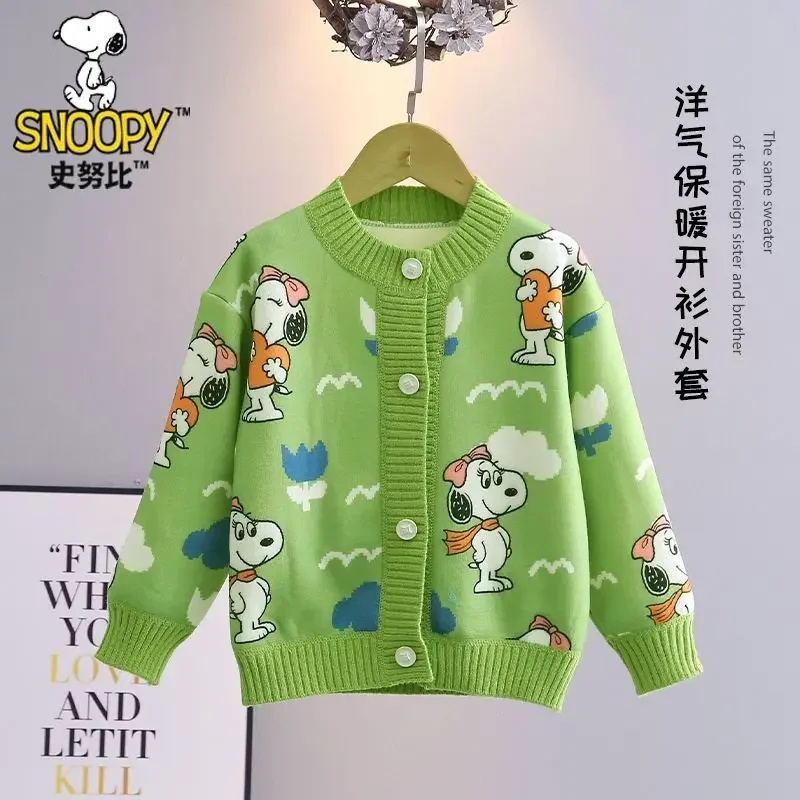 Snoopy Cartoon Cute Children's Cardigan Sweater Creative Cartoon Peripheral Kawaii Velvet Versatile Fashion Jacket Wholesale