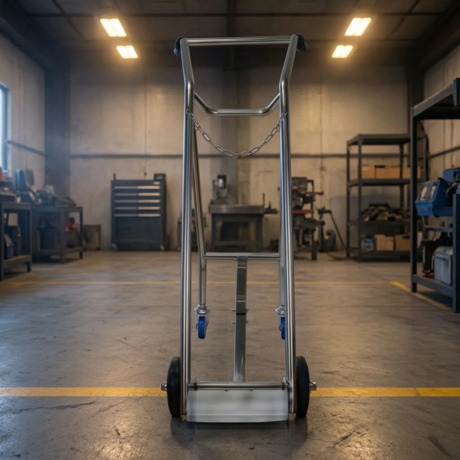 Medical Gas Cylinder Hand Truck Stainless Steel Medical Gas Cylinder Cart Gas Bottle Cart Heavy Duty Stable for Hospitals
