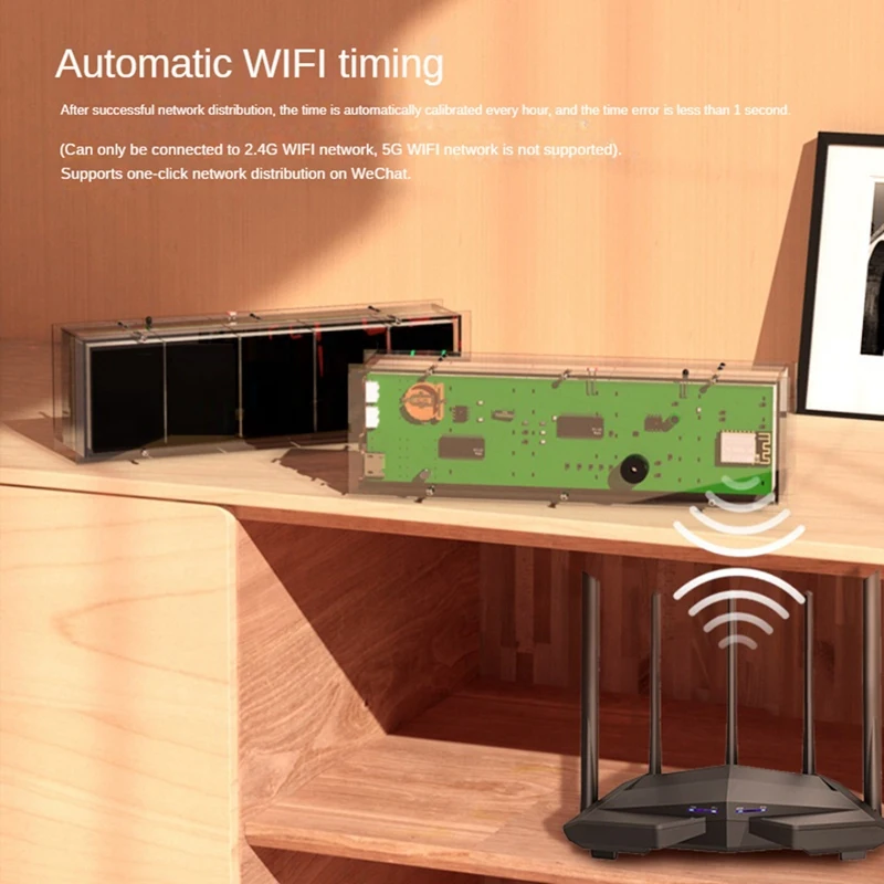 A02M- WIFI Clock PCB+Electronic Components+Acrylic Network Timing Digital Display RED GREEN TIME Display