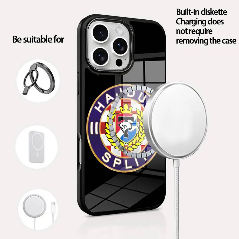 

H-Hajduk Split Phone Case For IPhone 16 15 14 13 12 11 Pro Max Plus Mini Magsafe Mirror Wireless Magnetic Cover