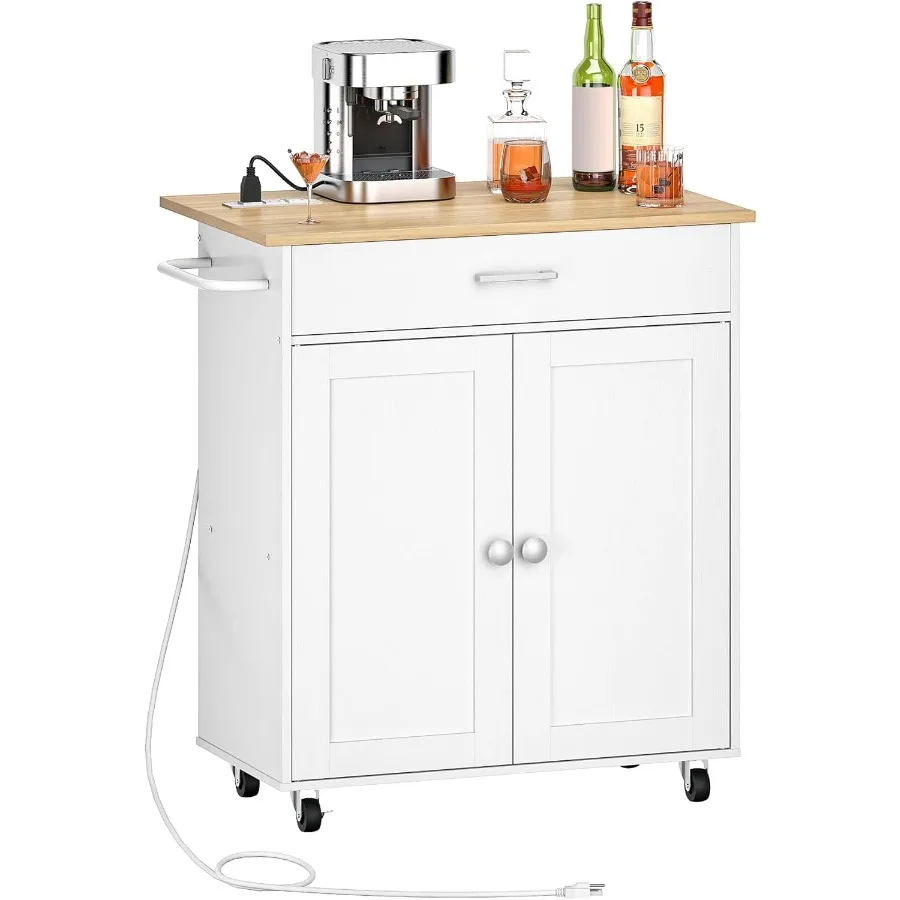 

Kitchen Island Kitchen Island Cart with One Double Cabinet and Drawer Rolling Storage Cart with Power Strip with Drop Leaf for