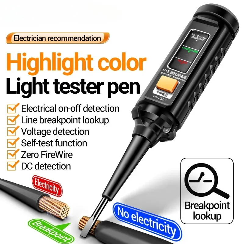 

BIESUO B15DC Detection Tester One-word Screwdriver Indicator Light Meter Insulated Electrician Highlight Pocket Tester Pen Tools