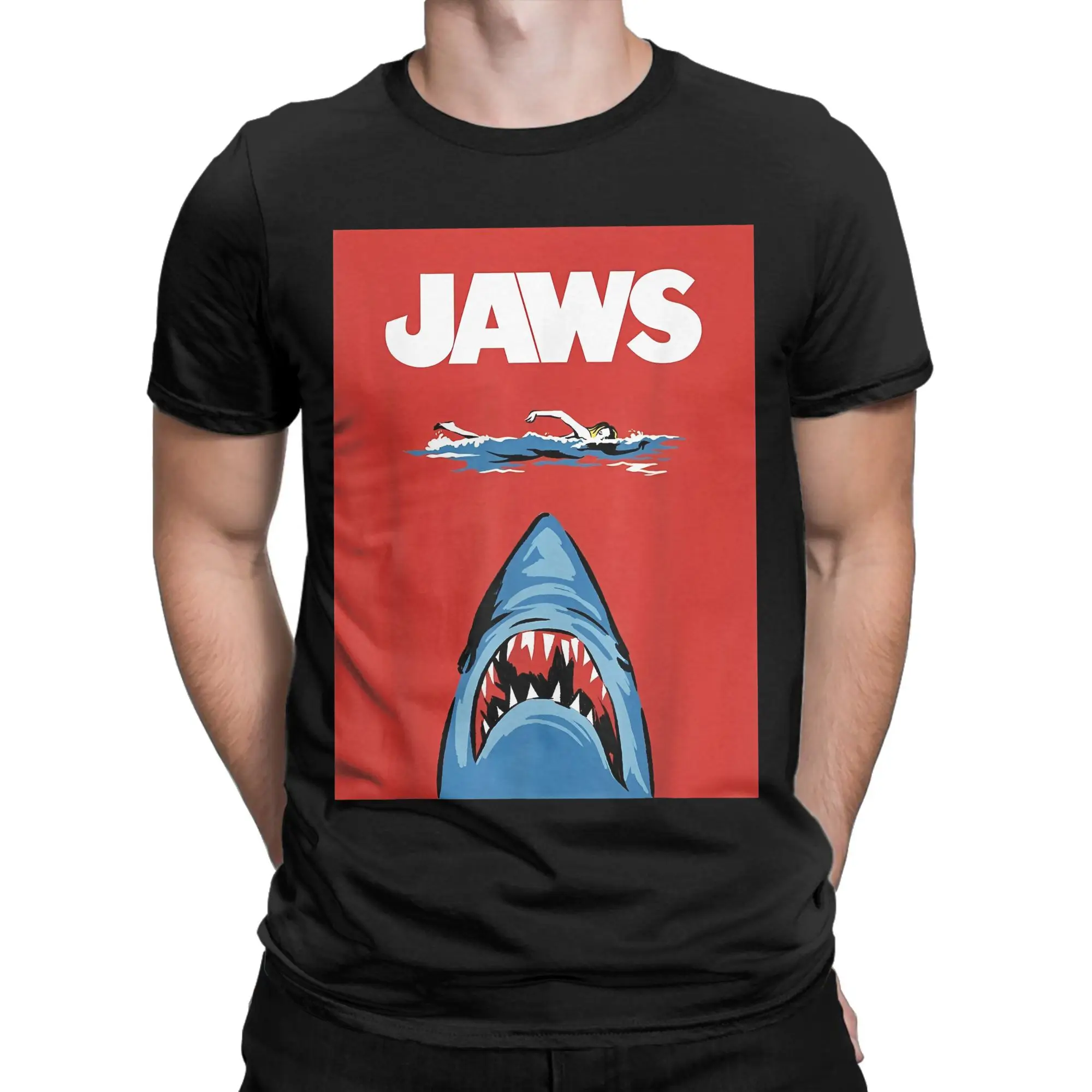 Jaws 50th Anniversary Poster Red Men T Shirts Movie Graphic Funny Tee Shirt Short Sleeve Round Neck T-Shirt 4XL 5XL 6XL Tops