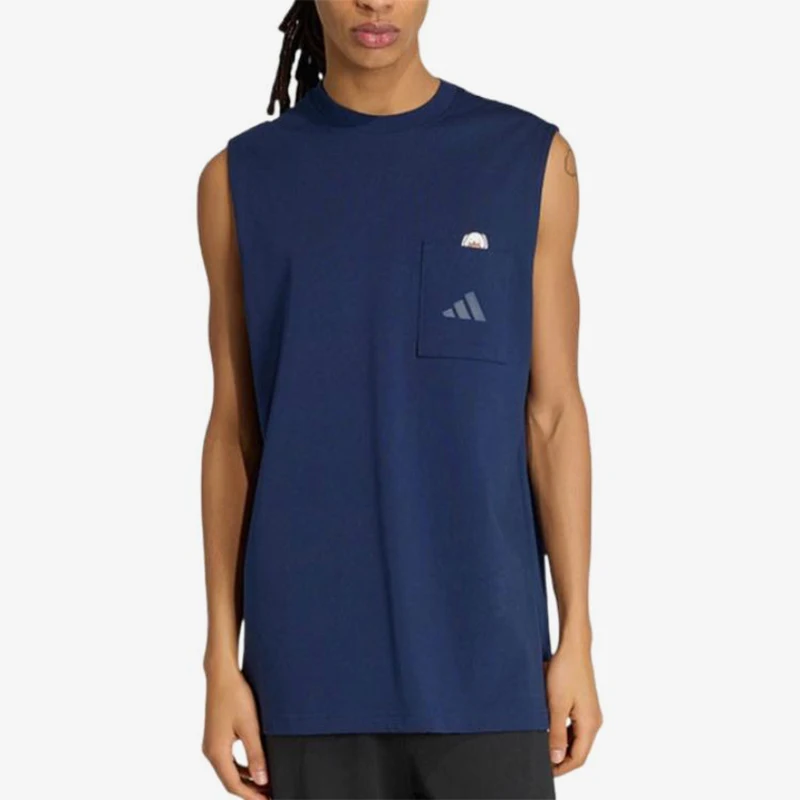 Adidas genuine round neck pullover vest men's pocket sleeveless casual top KE6169