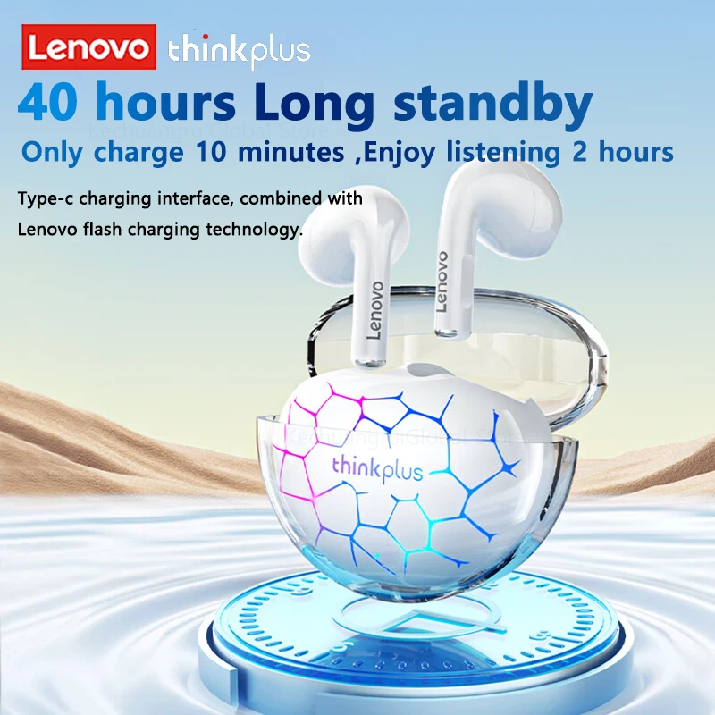 Original Lenovo LP80 PRO RGB Wireless Bluetooth 5.3 Earphones HIFI Dual Host Headset Noise Reduction Earbuds Gradient Glow New