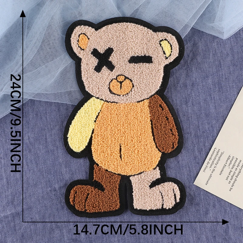 Cartoon Bear Chenille Embroidered Big Plush Patch Badge Clothing Accessories DIY Sewing Embroidery Jacket Clothing Patches