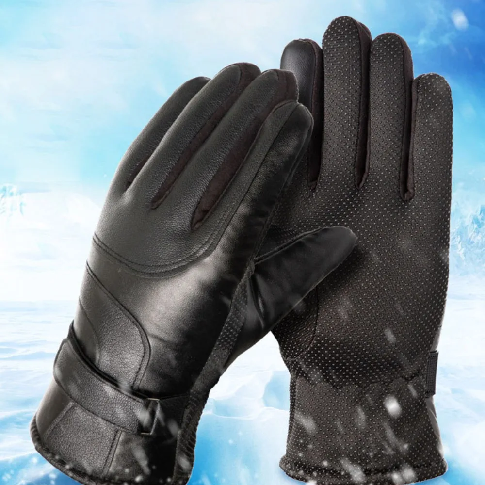 

2024 Touchable Screen Winter Gloves Warm Full Finger Driving Mittens Skiing Gloves Men