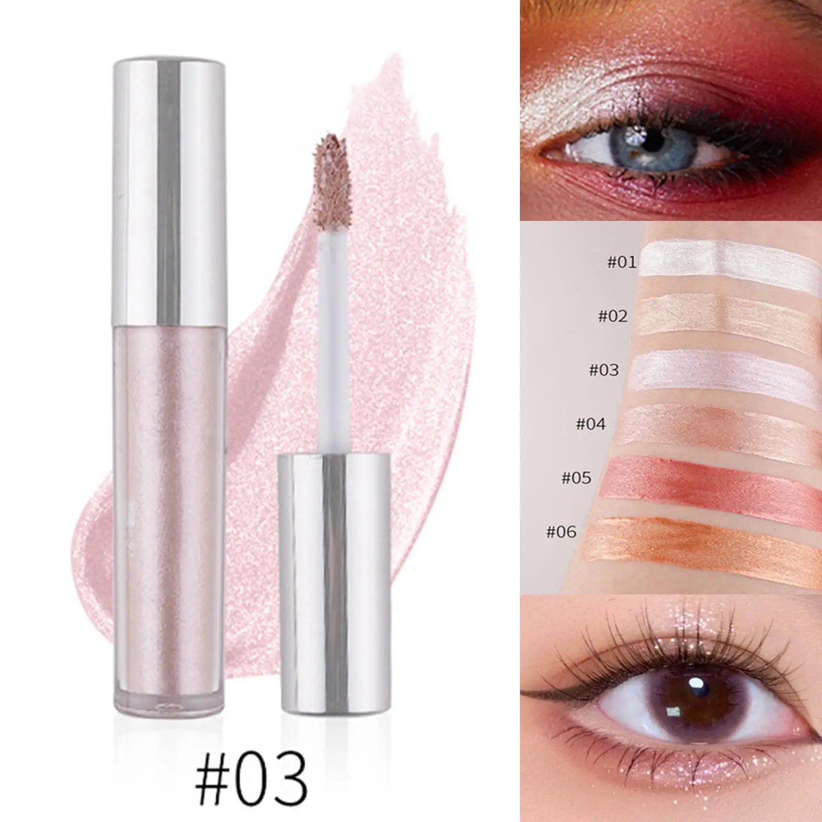 Glitter oogschaduw Vloeibaar glans make-uppalet Sneldrogende gladde formule voor dagelijks gebruik van oogmake-up