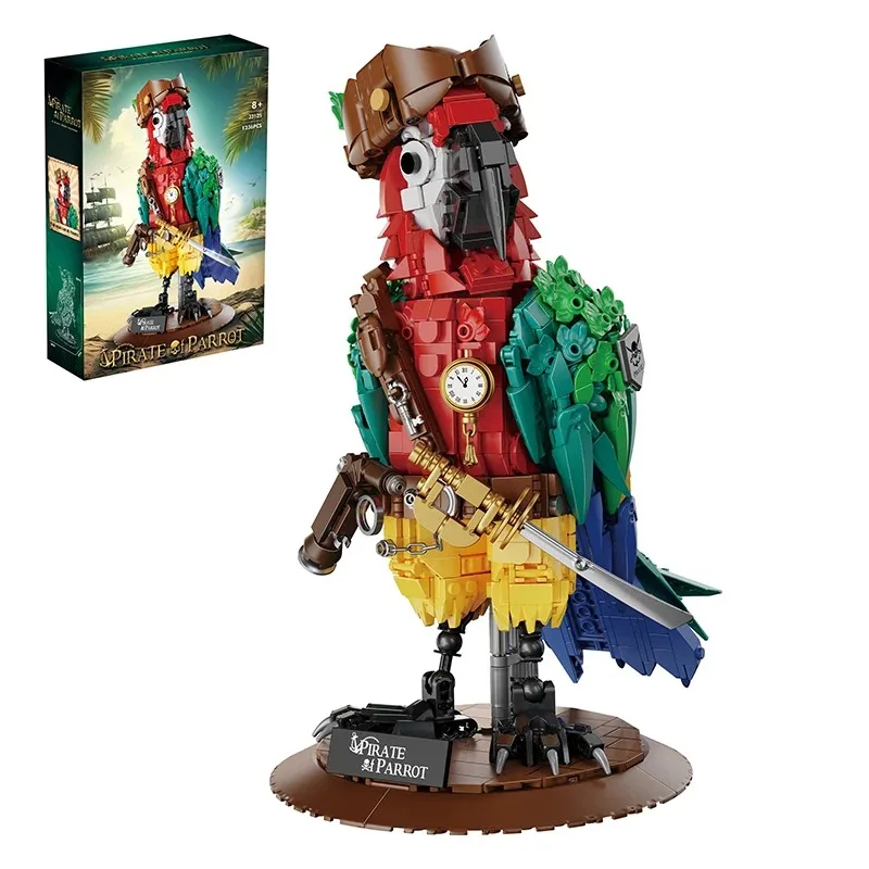 

Pirate Parrot Building Blocks Set Steampunk Animal Decor Model DIY Assembly Toy for Collection
