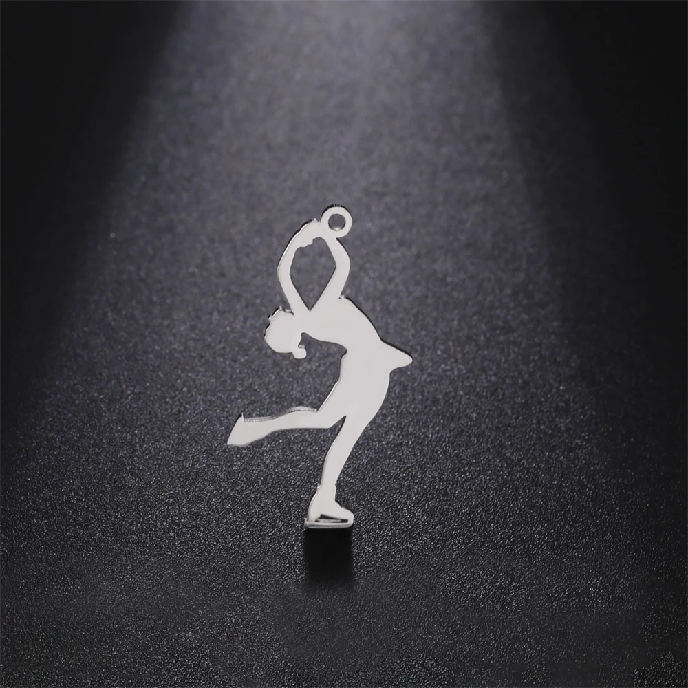 5pcs/Lot Stainless Steel Charms Figure Skating Sprots Charm For Jewelry Making Wholesale Diy Women Necklace Pendants Findings