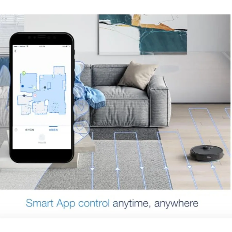 T8 AIVI Vacuum & Mop Robot with Advanced Laser Mapping and AI Object Recognition & Avoidance - Black(Renewed)