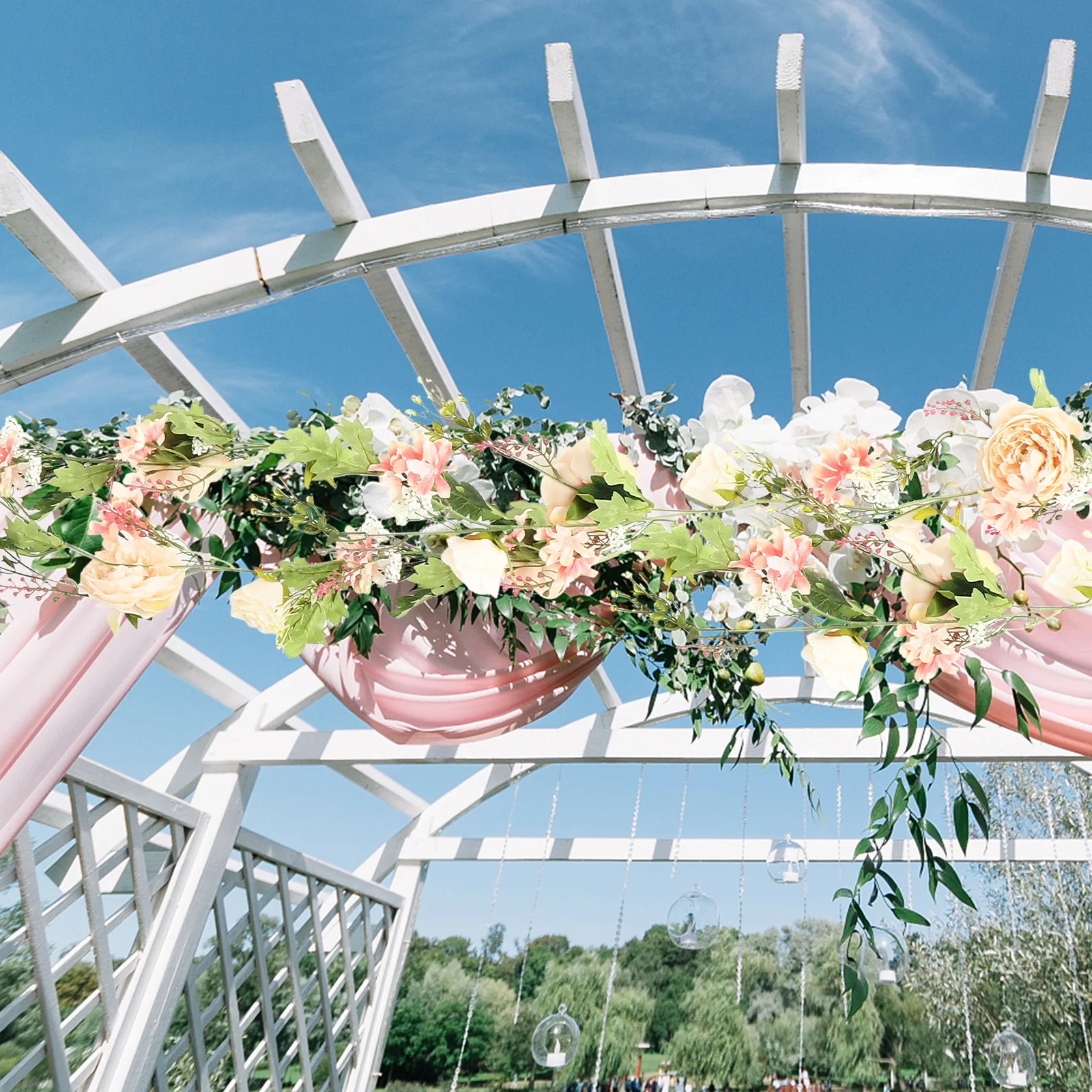 

Artificial Rose Peony Simulation Flower Vine Decorative Floral Wreath Door Arch Wedding Decor Imitation Flower Vine