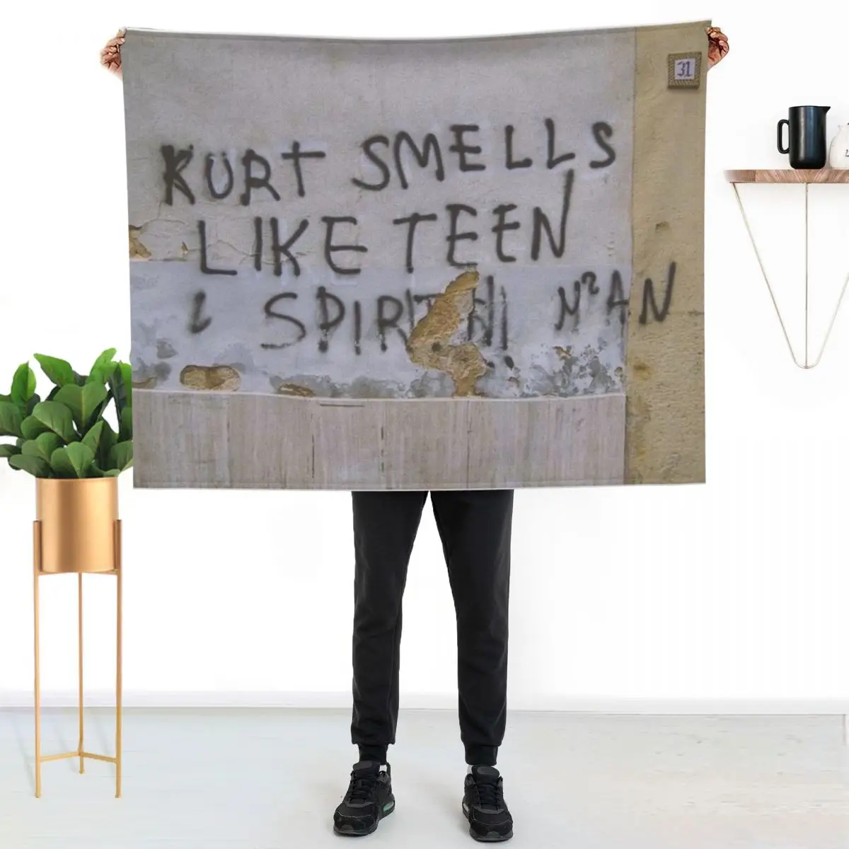 Kurt Smells Like Teen Spirit Throw Blanket Bed covers Hairy Hairys Heavy blankets ands Bed Blankets