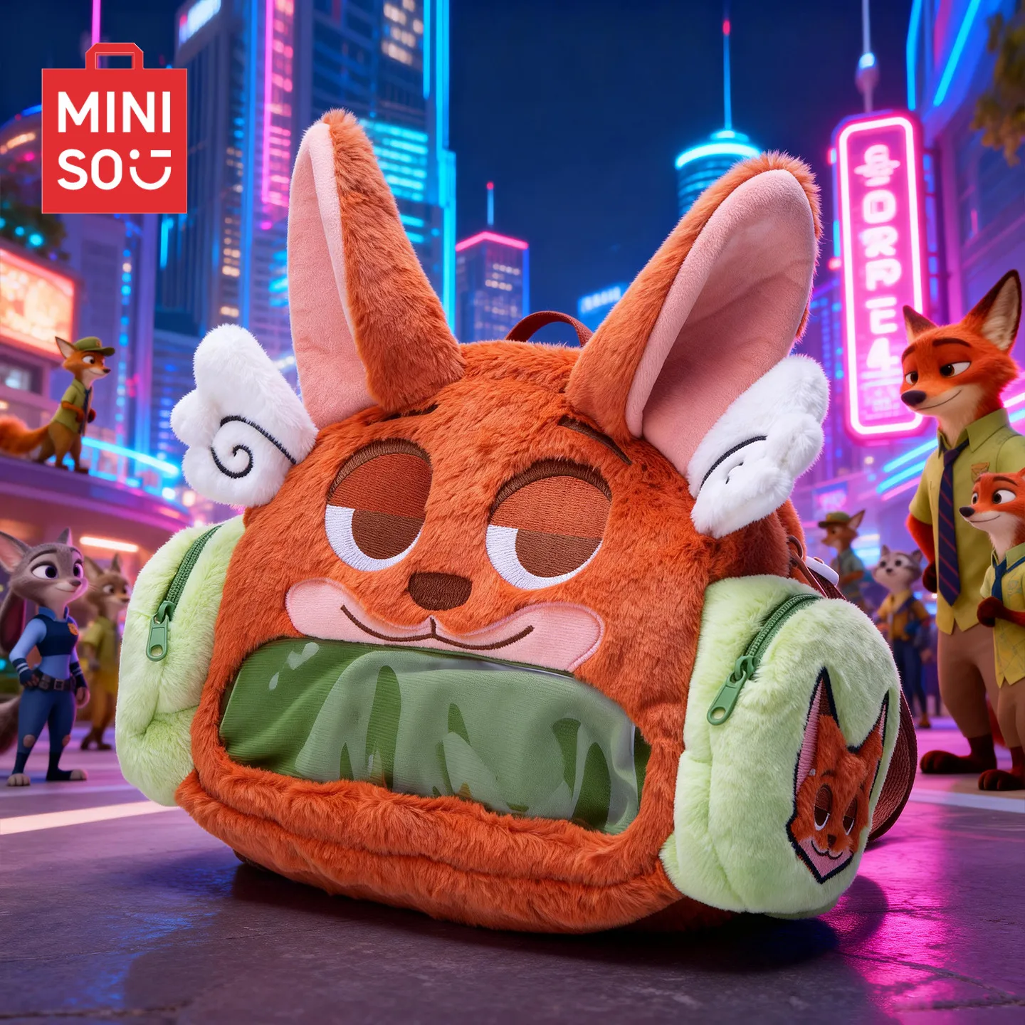 

Miniso Crazy Zootopia Backpack Small Backpack Nick Judy Officer Backpack Travel Bag