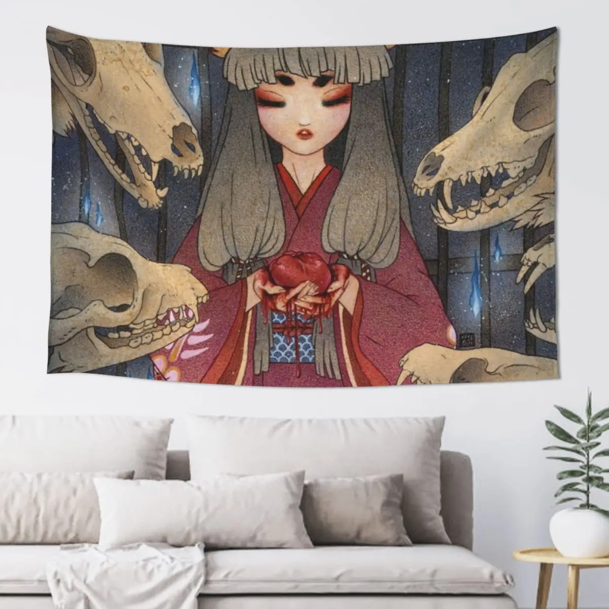 Appeasement - TeaKitsune Fox Yokai Tapestry Living Room Decoration Decor Home Nordic Home Decor Tapestry