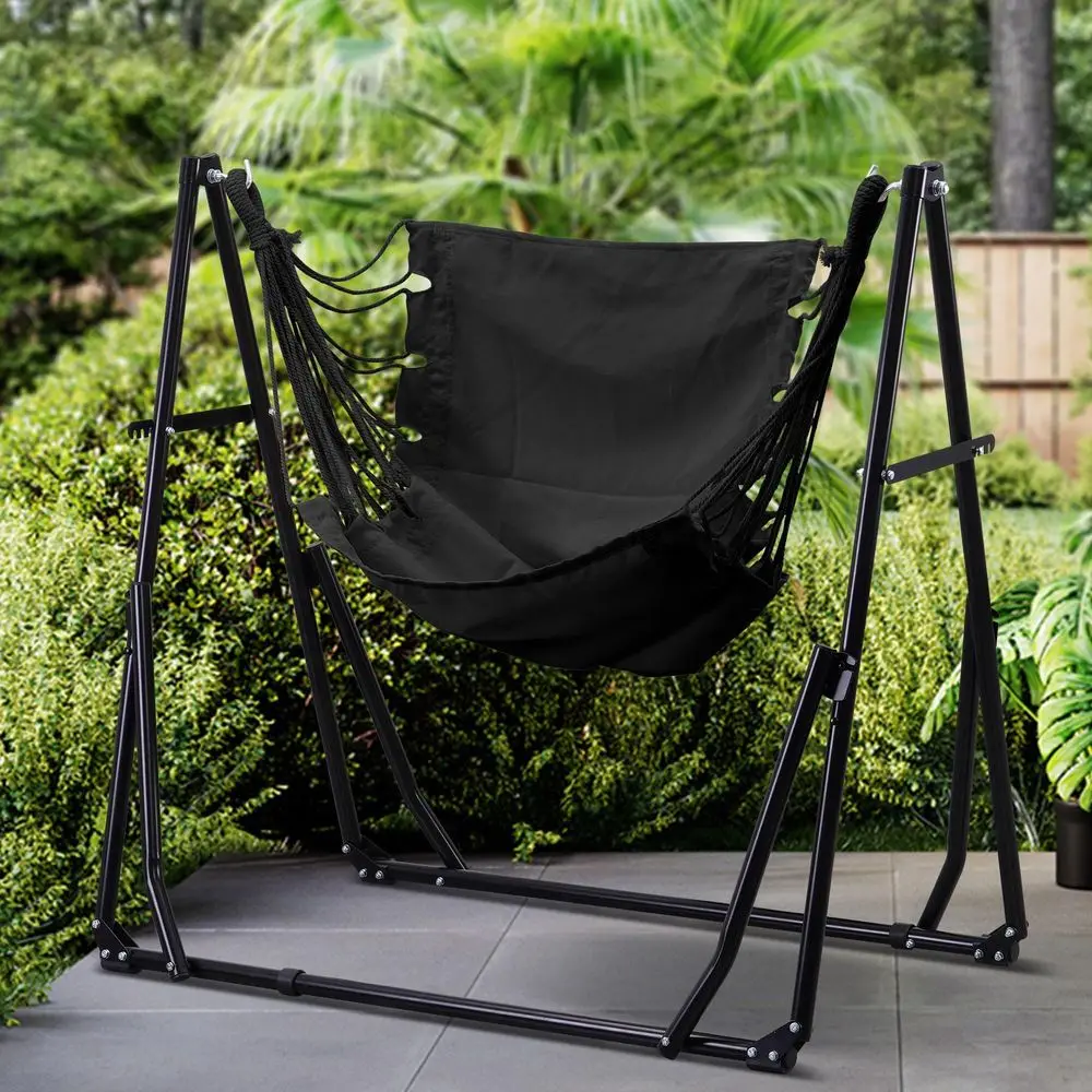 Hammock with Foldable Stand, 2 in 1 Hammock and Swinging Chair with Carrying Bag, Portable Camping Chair Suitable for Outside,