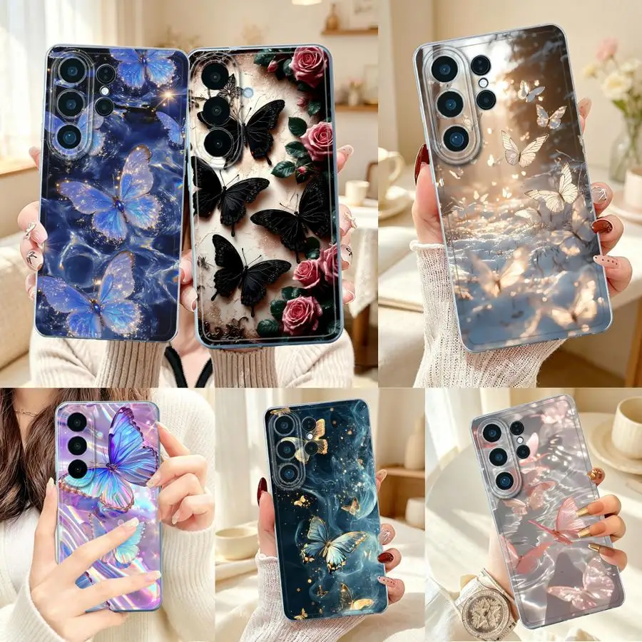 Spring Butterfly Flora Case for Samsung Galaxy S26 Ultra S26 S23 S21 S22 FE S20 Plus Note 20 Ultra 10 S25 Edge S24 Phone Cover