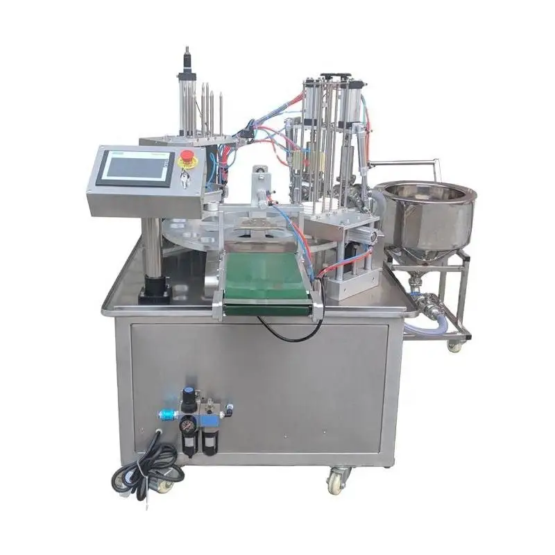 Automatic Rotary Cup Filling Sealing Machine, Coffee Powder Honey Sauce Yogurt Jelly Ice Cream Packing Equipment