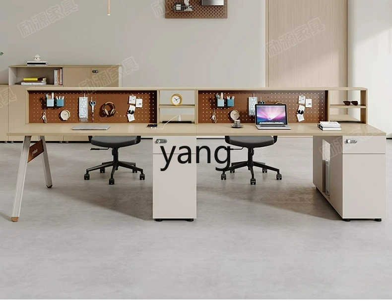 مكتب مكتب وكرسي LHstaff مزيج بسيط وحديث مزدوج مع مكتب خزانة مرتفع #4