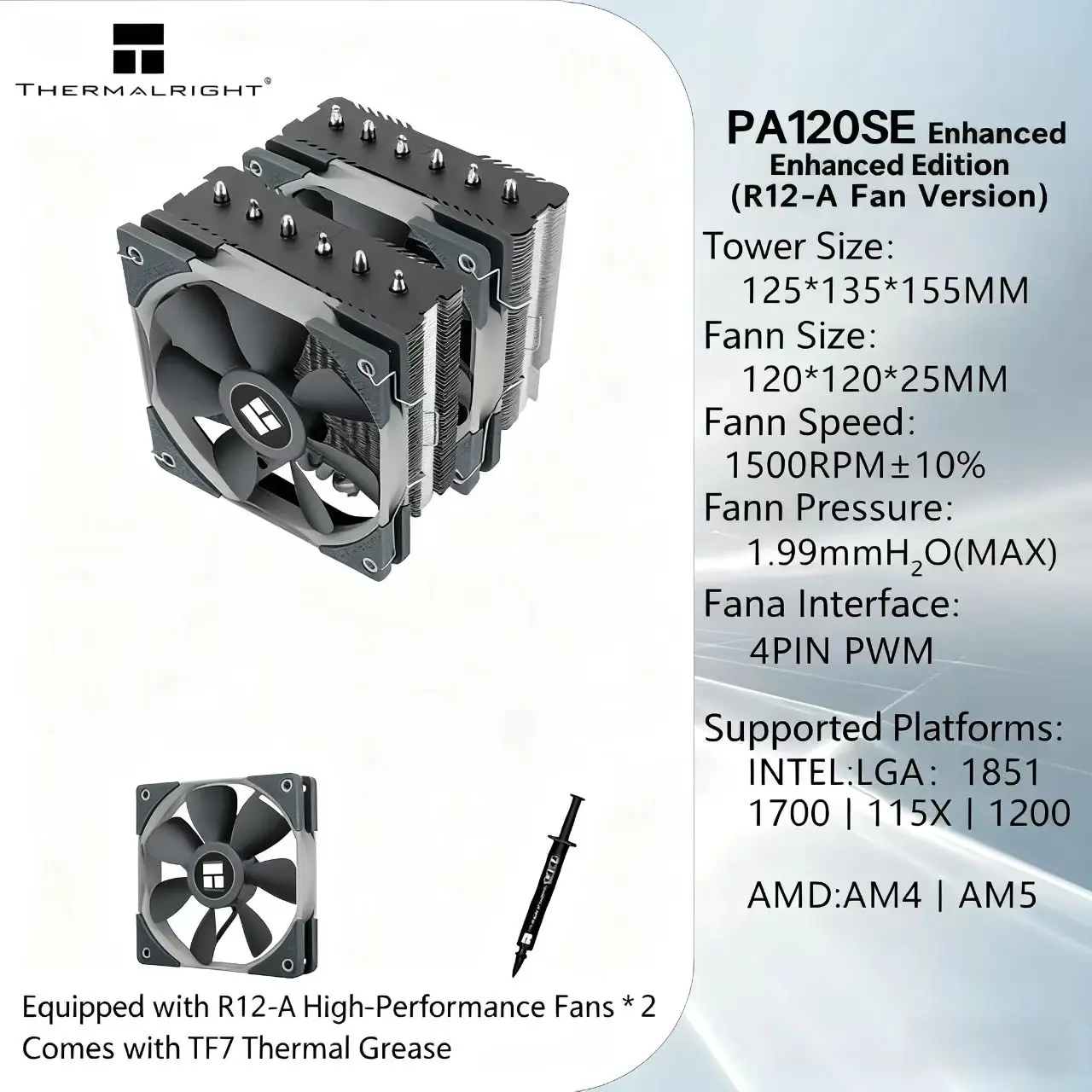 Thermalright PA120 SE Enhanced Version 6 Heat Pipe Double Towers Air-cooled Radiator 12cm TL-R12A Double Cooling Fans