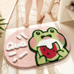 40*60cm Bath Mat Cute Pink Cartoon Frog Bathroom Carpet Bathtub Entrance Waterproof Slip-resistant Foot Mats Toilet Shower Rug