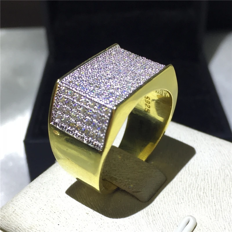 

Hiphop Male Punk Rock Jewelry Yellow Gold Filled S925 Silver 119pcs Diamond zircon Stone Anniversary Pary Band Rings for Men