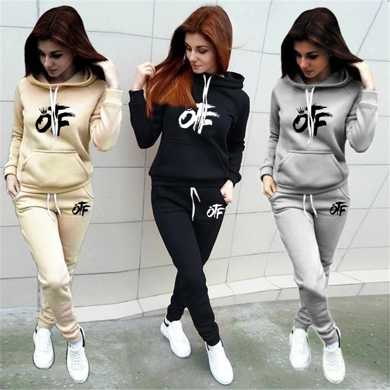 New Tracksuit for Women Clothes Two Piece Set Hoodie Sweatshirt Top and Pants Casual Ensemble Femme Suits