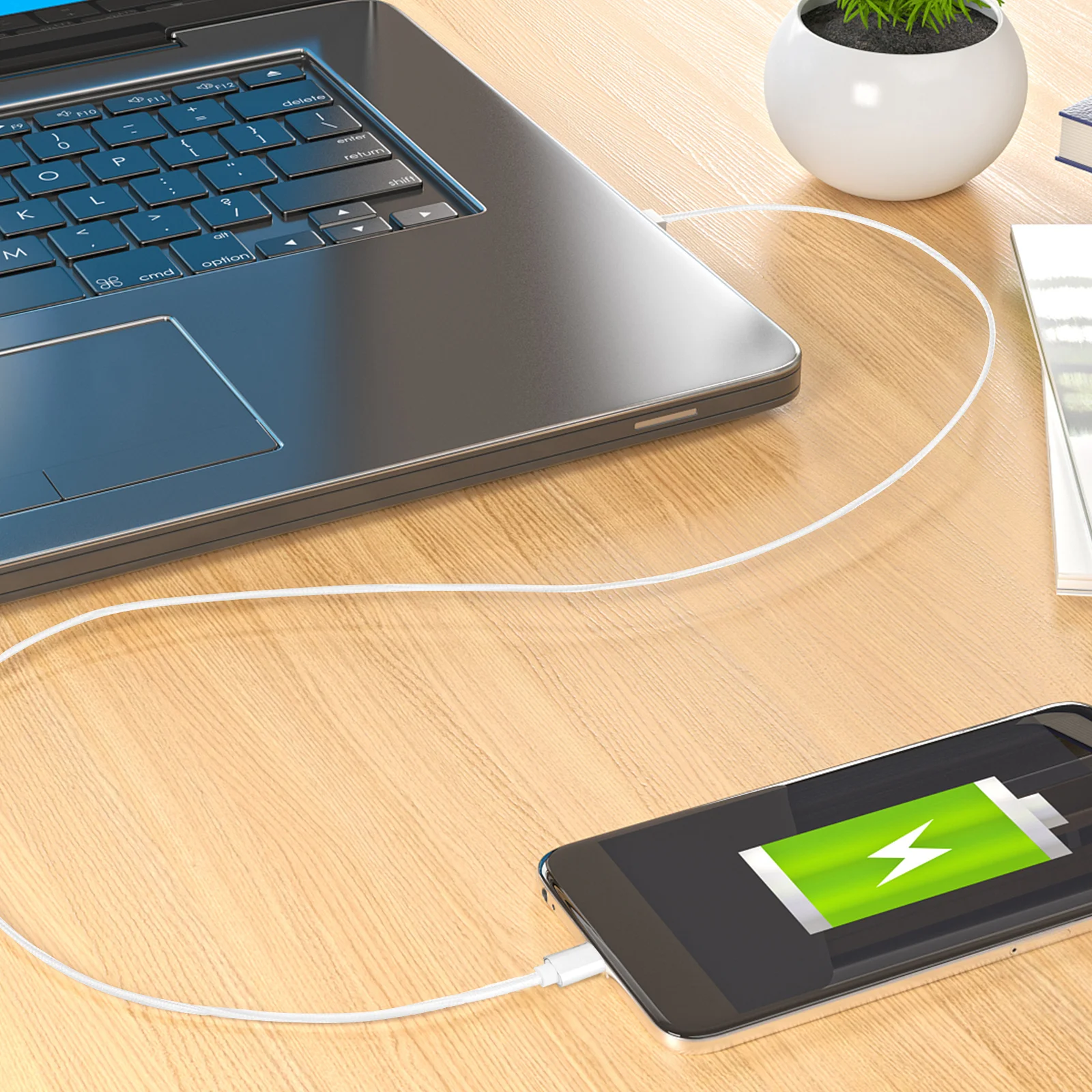 

2m Type-C USB Data Cable Durable Heat-Resistant Aluminum Alloy Easy Connect Support Wheel Steering Operation for USB-C Devices