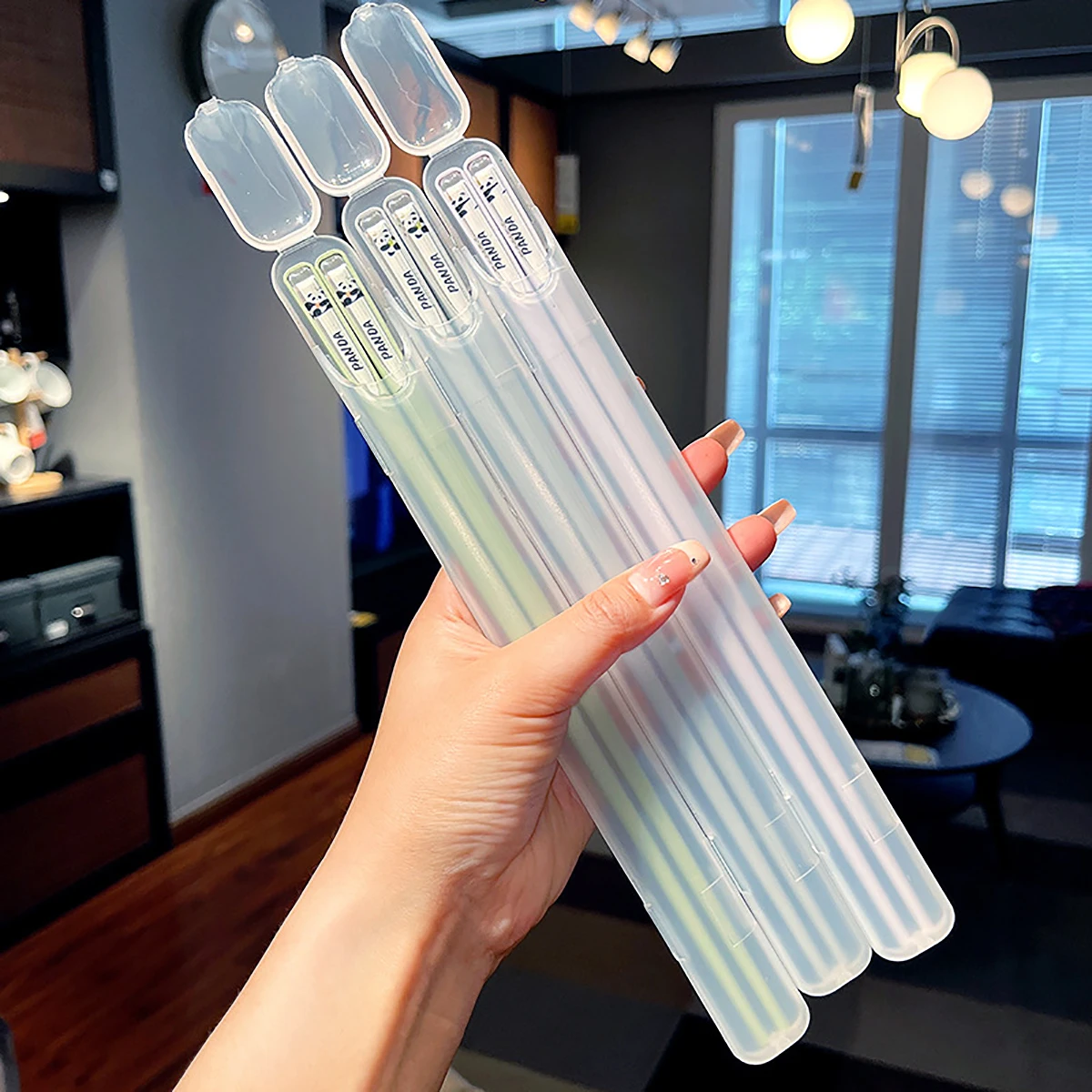 1Pair Cute Panda Meal Chopsticks with Storage Box Set Durable Alloy Chopsticks Anti Slip Sushi Chopstick Holiday Wedding Gifts