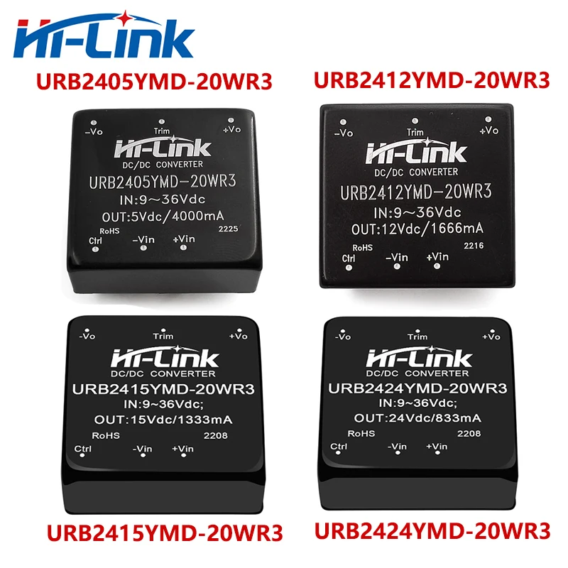 URB24xxYMD 20WR3 20W Dielectric Separated Voltage Adjuster 4 1 Extended Input Single Stabilized Output DIP Straight Pin Structur