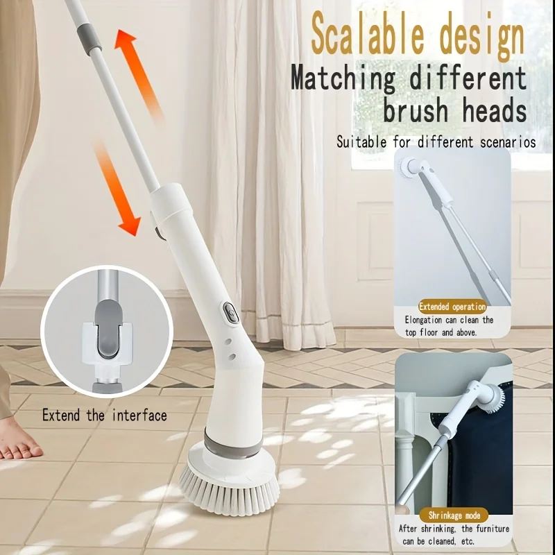 Extended and Convenient Electric Cleaning Brush, Kitchen, Bathroom, Bathtub, Swimming Pool, Multifunctional Handheld Household D