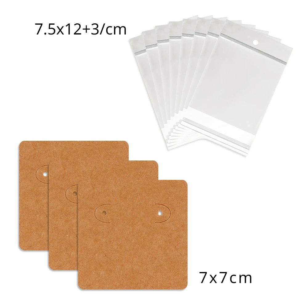 50 pcs 7x7cm quadratische Ohrring Schmuck Display Kraft papier Karte mit oder ohne Taschen Großhandel Verpackung offiziellen Geschäfts lieferanten