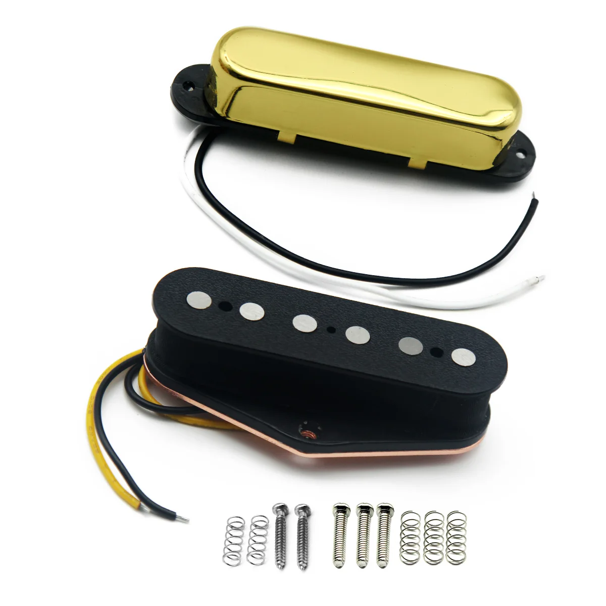 FLEOR Set of Alnico 5 Electric Guitar Single Coil Pickups Neck+Bridge Pickups TL Guitar Parts,Chrome/Golden/Black Choose