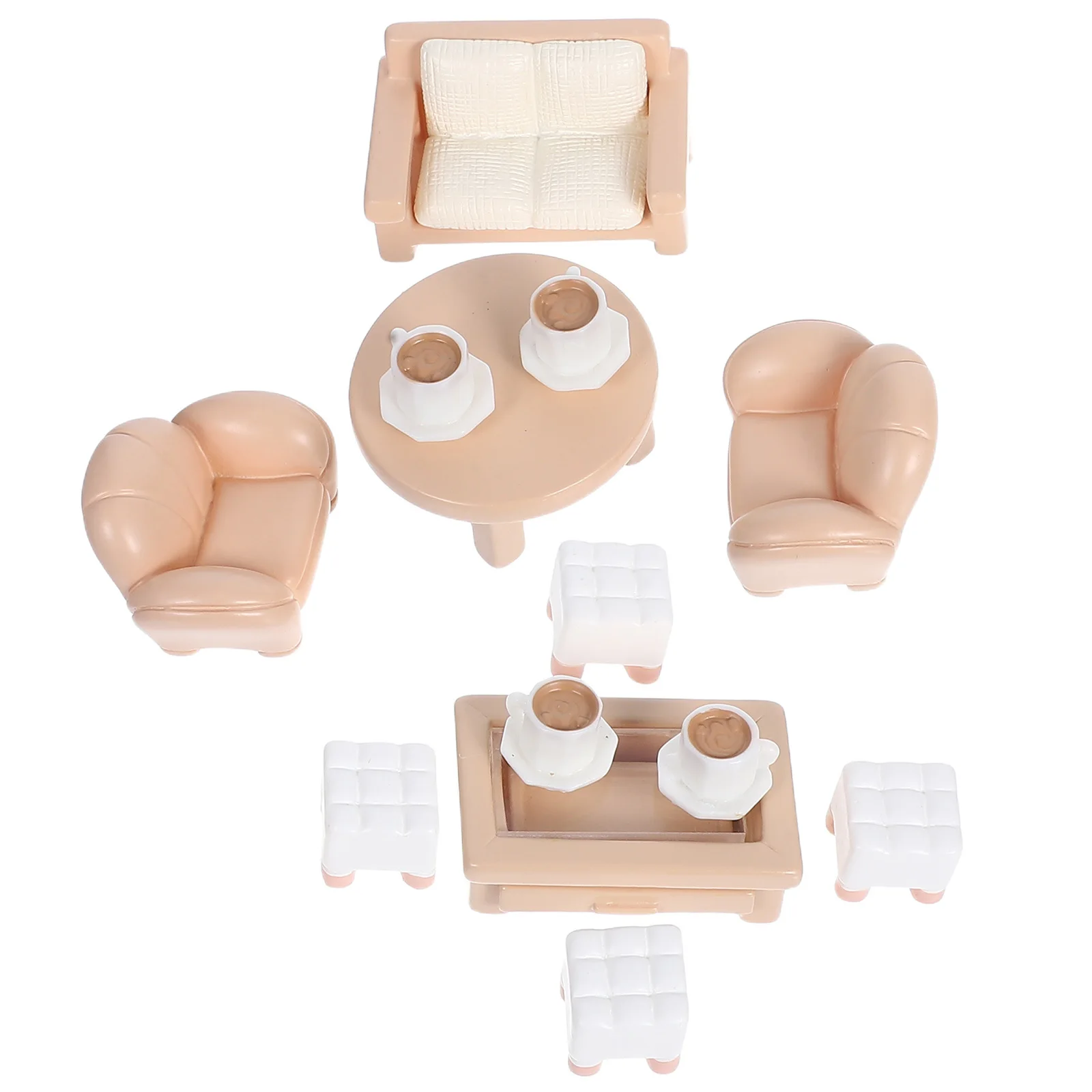 Set di mobili per casa delle bambole in miniatura da 13 pezzi, piccolo divano realistico, tavolino rotondo, mini casa, soggiorno, camera da letto