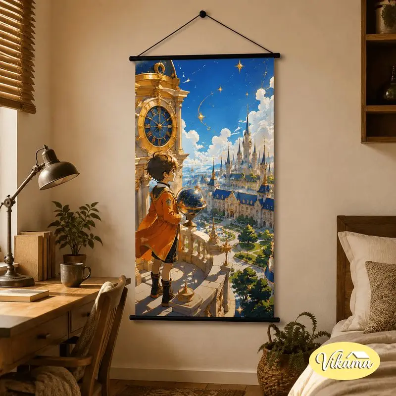 VIKAMA Anime Girl Gardener Tapestry Magical Glowing Mushroom Greenhouse Fantasy Art Wall Hanging Bedroom Home Decor