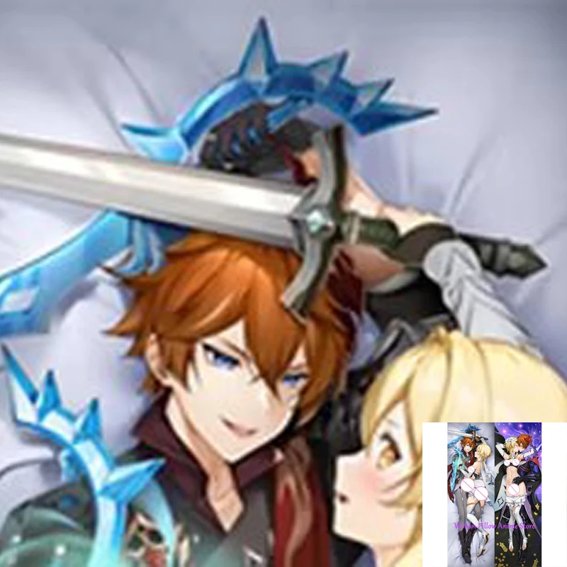 

Dakimakura Anime Pillow Cover Childe & Lumine Double Sided Print Life-size Halloween Christmas Decoration