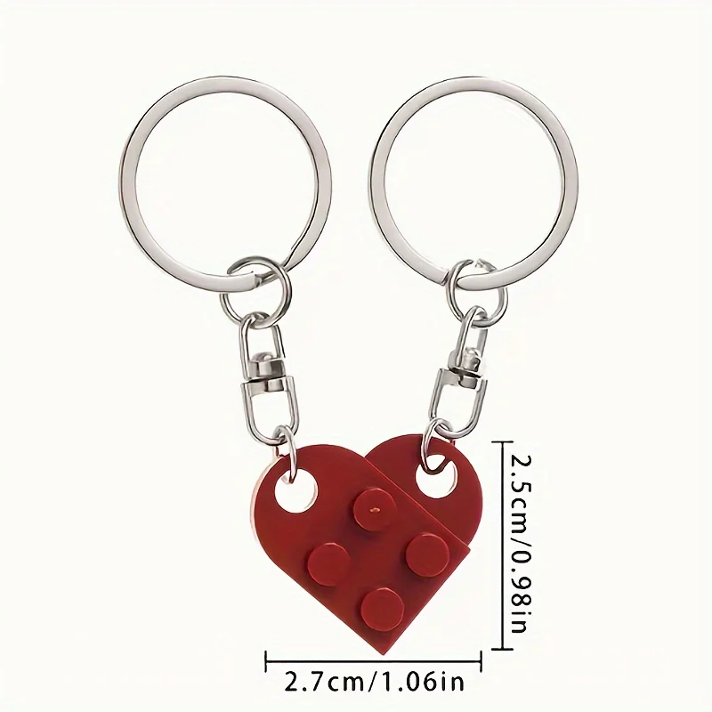 3 Pairs Love Building Blocks Lovers Valentine's Day Gift Friendship,men Women Love Building Blocks Keychain Birthday Gift