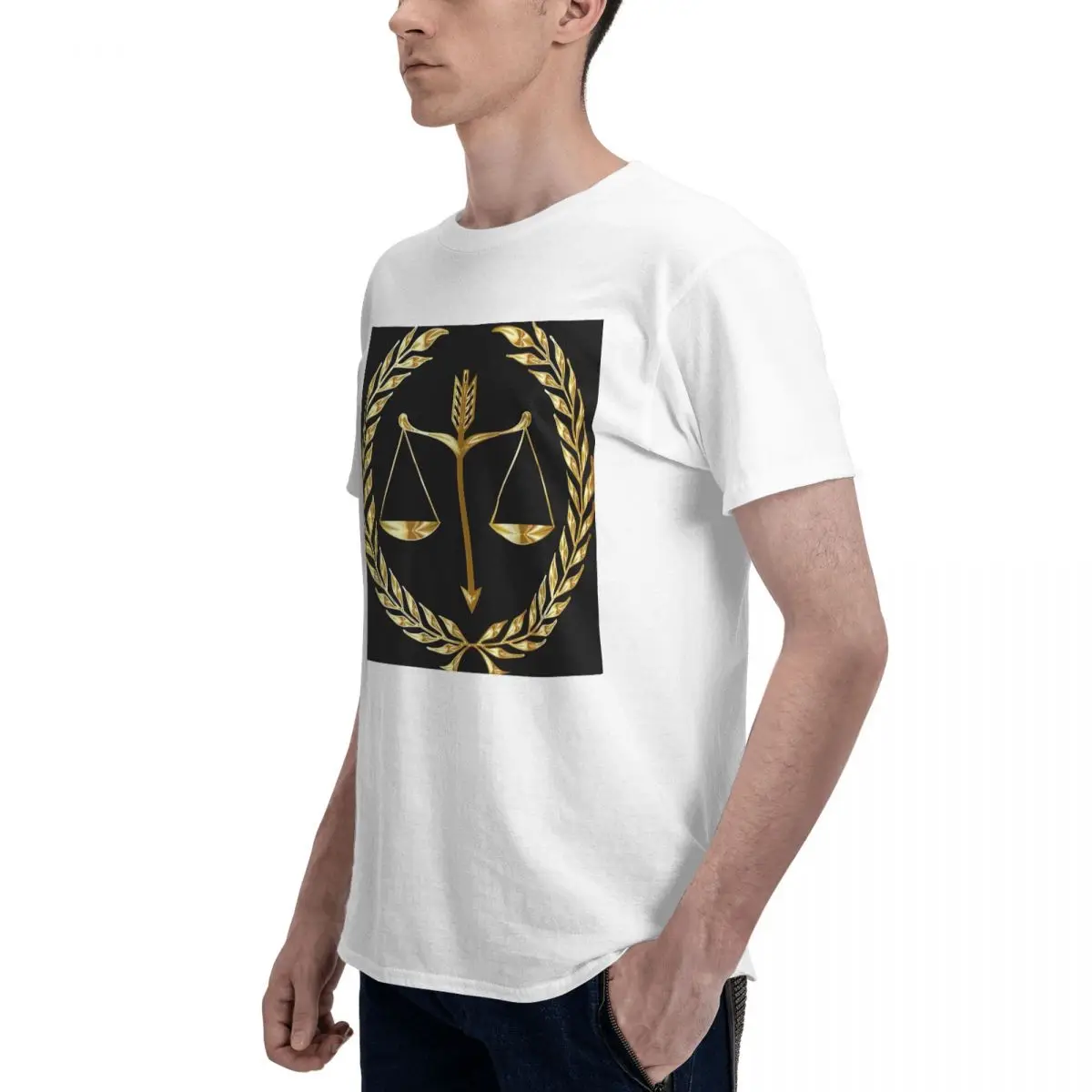 الذهب الموازين من العدالة القانون شعار المحامي الحزب القانوني تي شيرت للرجال تي شيرت الرجال تيز قصيرة الجولة الرقبة ملابس الصيف بلايز #5