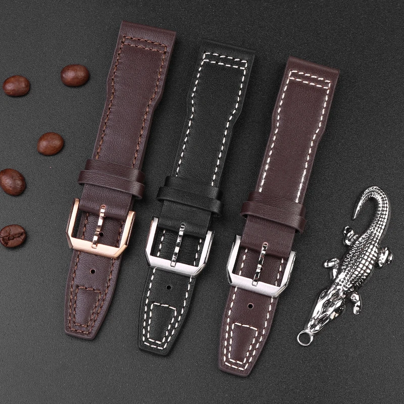 

20mm 21mm 22 mm Genuine Cowhide Leather Strap for IWC Pilot Mark 18 Spitfire Portugal Series Watch Band Replacement Bracelet