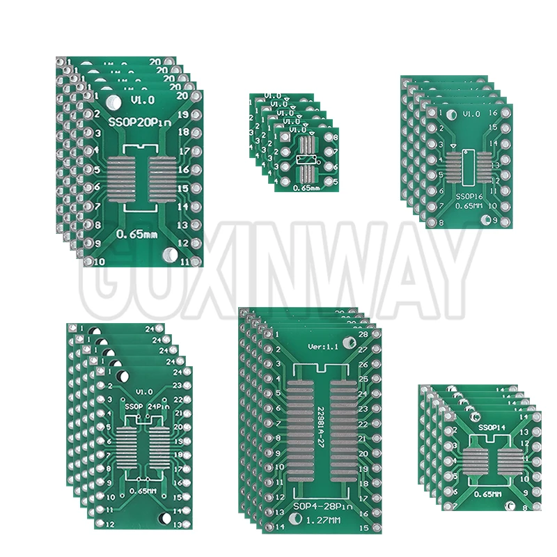 30PCS PCB Board Kit SOP24 SOP8 SOP14 SOP16 SOP20 SOP28 SMD Turn To DIP Adapter Converter Plate SOP 8 14 16 20 24 28