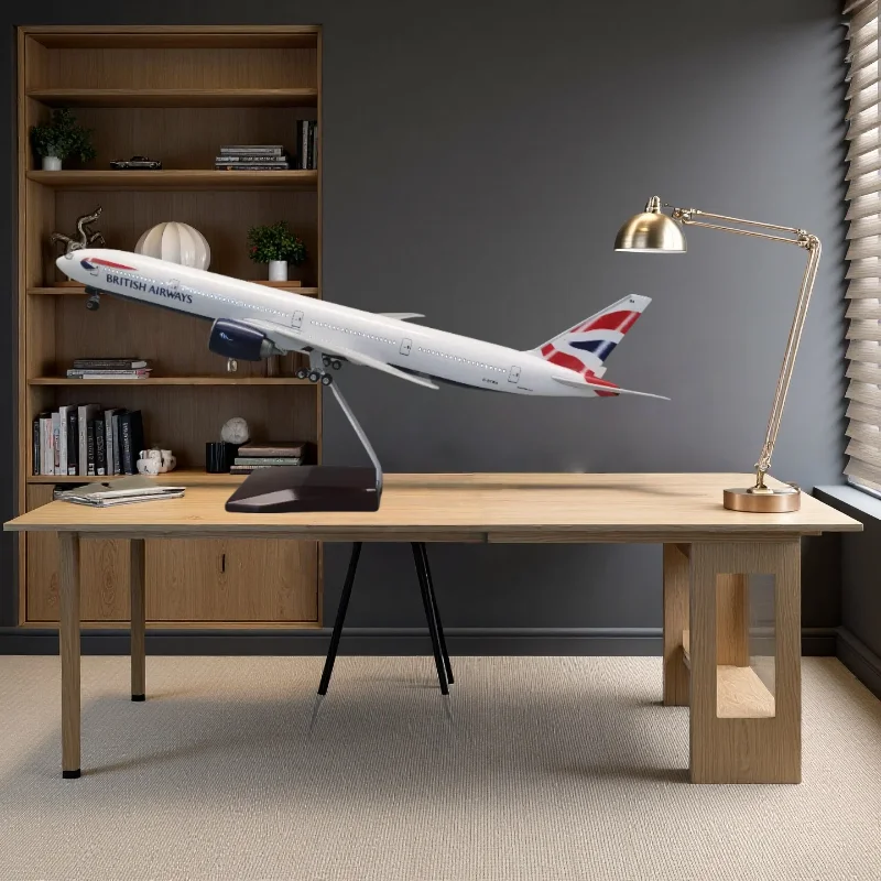 

Масштабная модель самолета Boeing 777 British Airways (47 см) из литого металла с подсветкой и колесами, коллекционная игрушка для мальчиков, подарок для любителей авиации