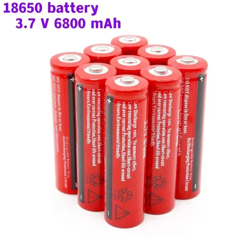 2023 18650 Recharable Battery 3.7V 6800 MAh 18650 Rechargeable Lithium-ion Battery 3.7V For LED Flashlights